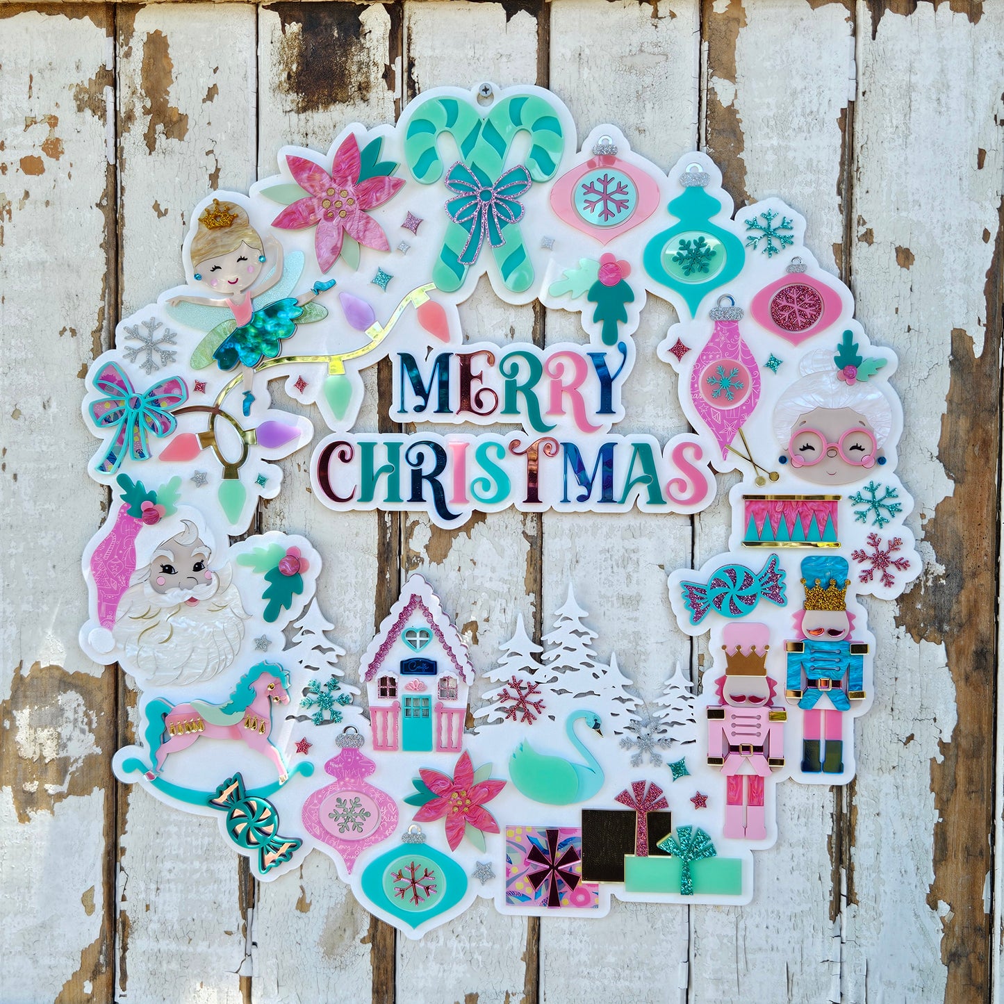 Kitschmas Wreath Acrylic Christmas Wreath - 50cm | Handmade in Chinchilla