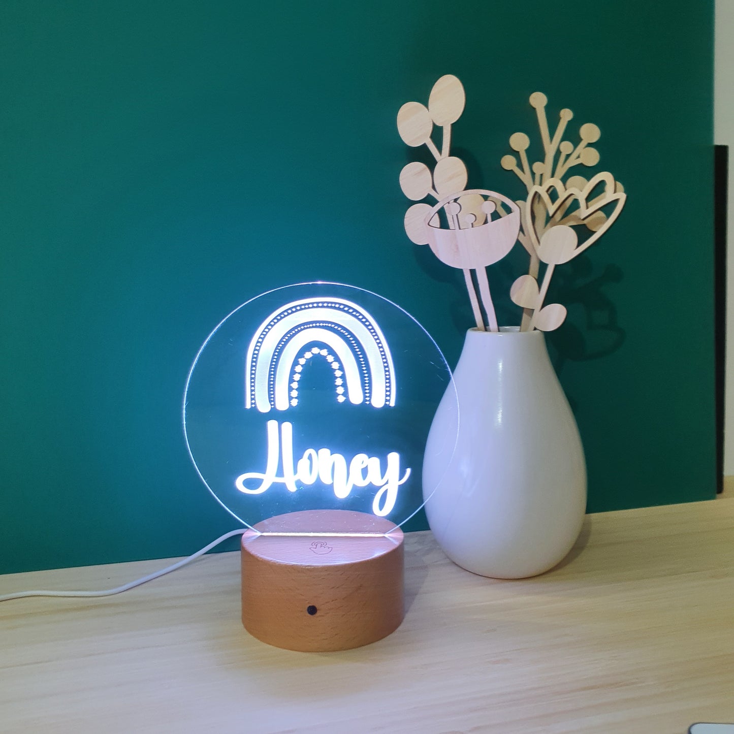 Personalised LED Name Sign - Boho Rainbows