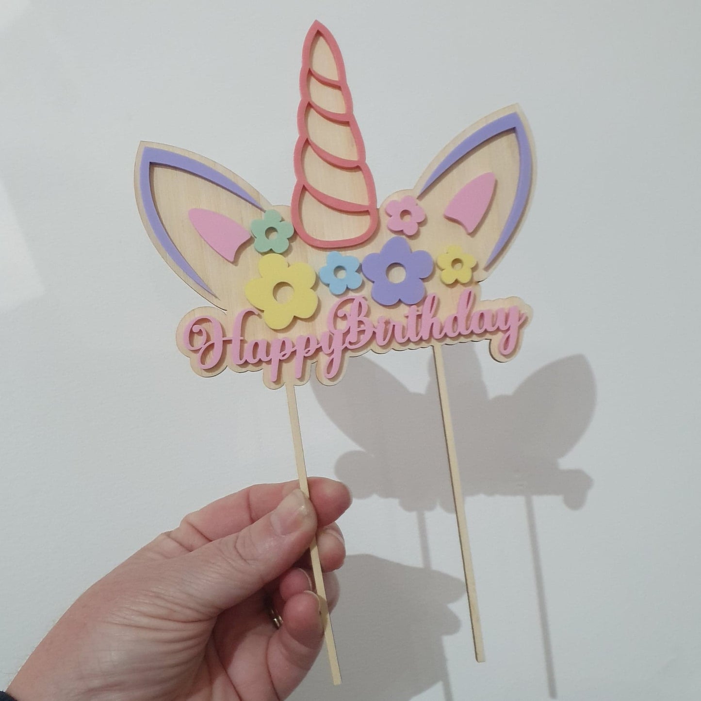 Unicorn Confetti 'Happy Birthday' Cake Topper
