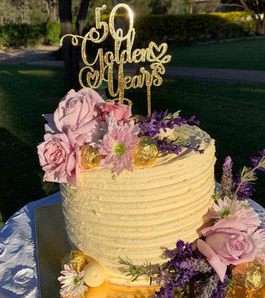 "50 Golden Years" Cake Topper
