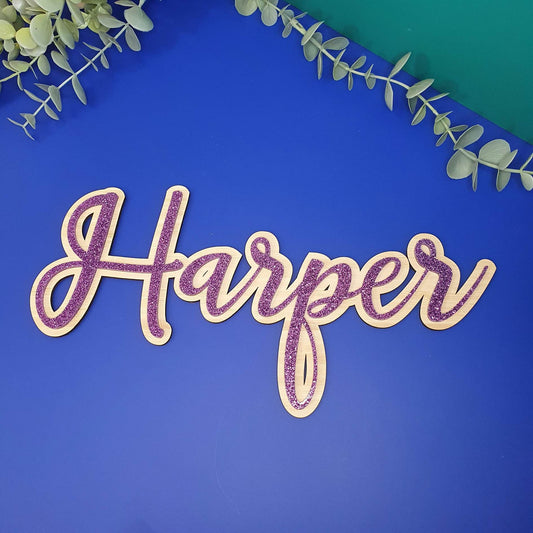 Personalised Double Layered Bamboo & Acrylic Name Sign