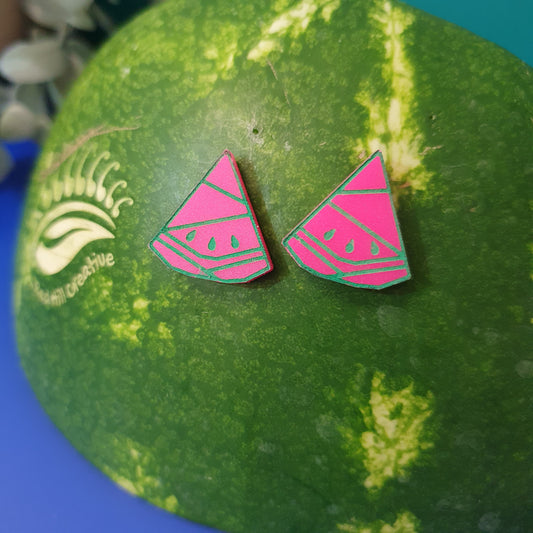Patchwork Watermelons Surgical Steel MINI Studs | Pink Mirror or Hot Pink