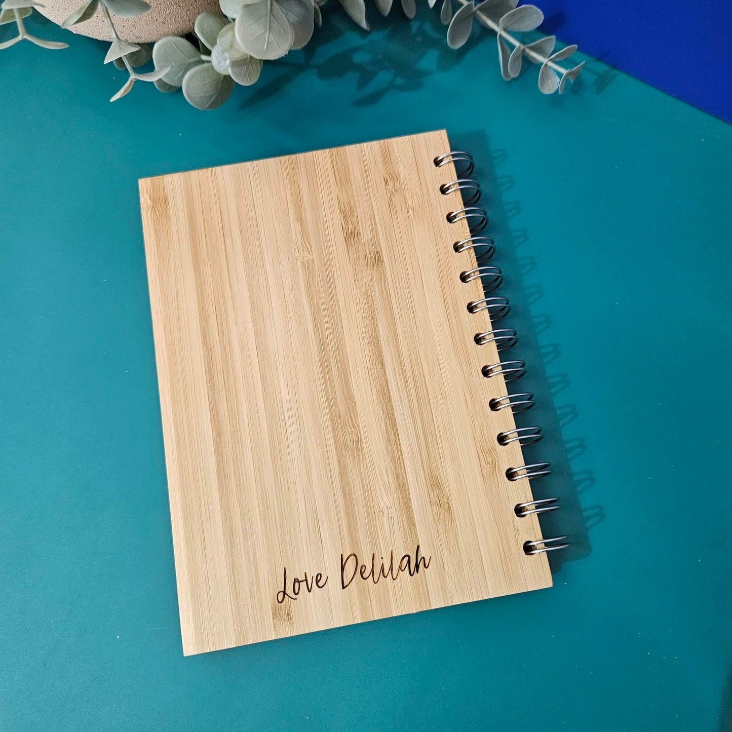 Ditzy Floral Engraved Bamboo Notebook | PERSONALISED