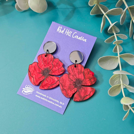 Poppy Remembrance Dangle Earrings | Choose colour