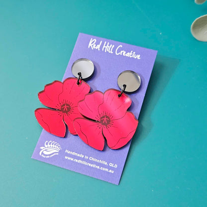 Poppy Remembrance Dangle Earrings | Choose colour