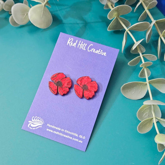 Poppy Remembrance Studs | Surgical Steel