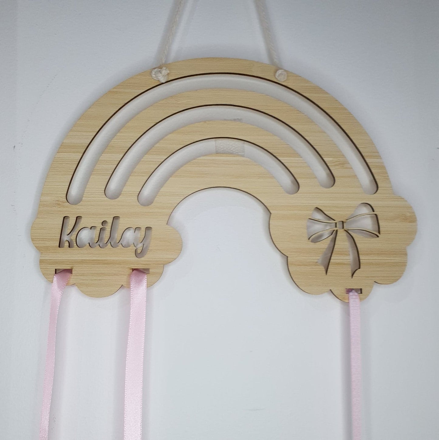 Rainbow Bamboo or Acrylic Bow Holder | Personalised