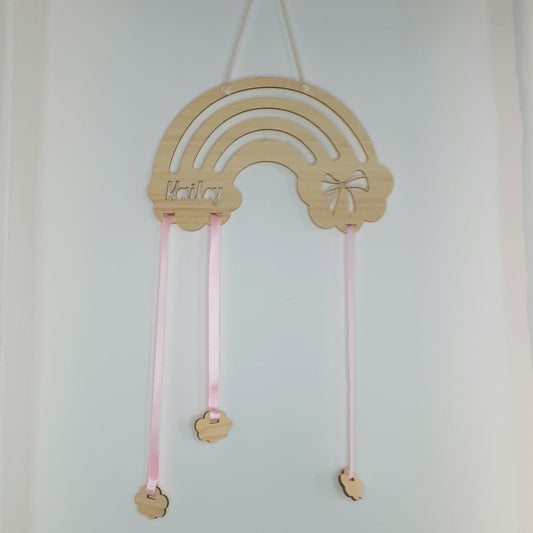 Rainbow Bamboo or Acrylic Bow Holder | Personalised
