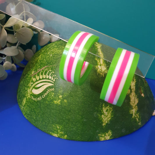 Retro Watermelon Splice Huggie "Hoops"