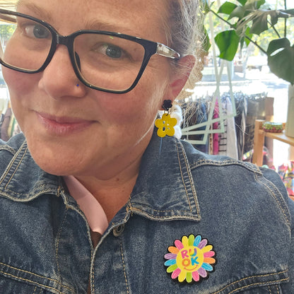 R U OK? Daisy Drop Earrings | Surgical Steel | $5 Donated