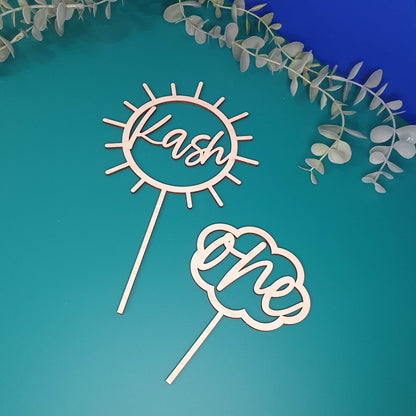 Sun & Cloud Cake Topper Set | Personalised