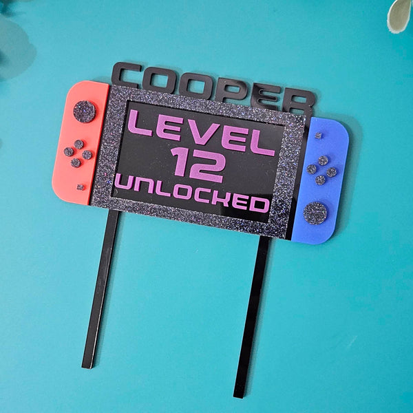 Nintendo Switch Themed Cake Topper | Personalised – Red Hill Creative