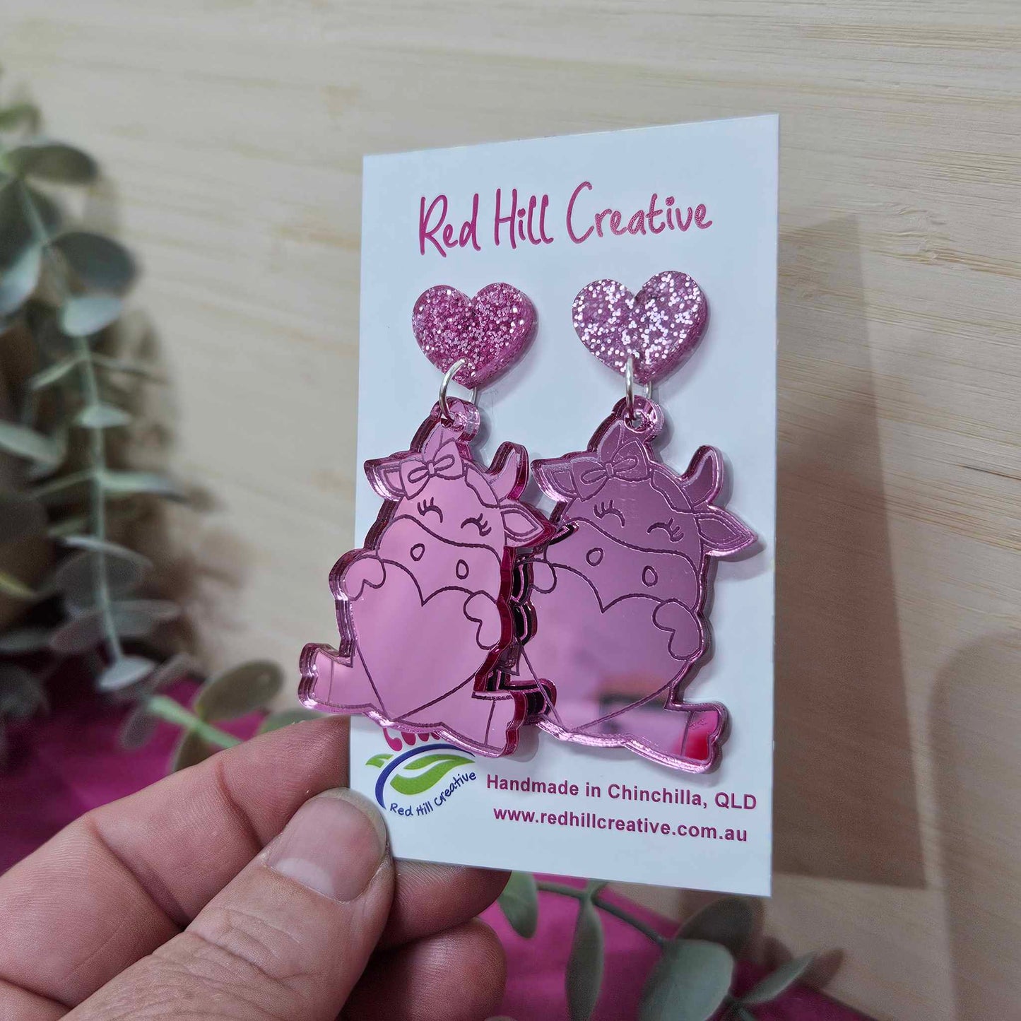 Cute Cow Valentine Earrings {Dangles}