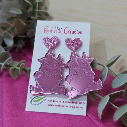 Cute Cow Valentine Earrings {Dangles}