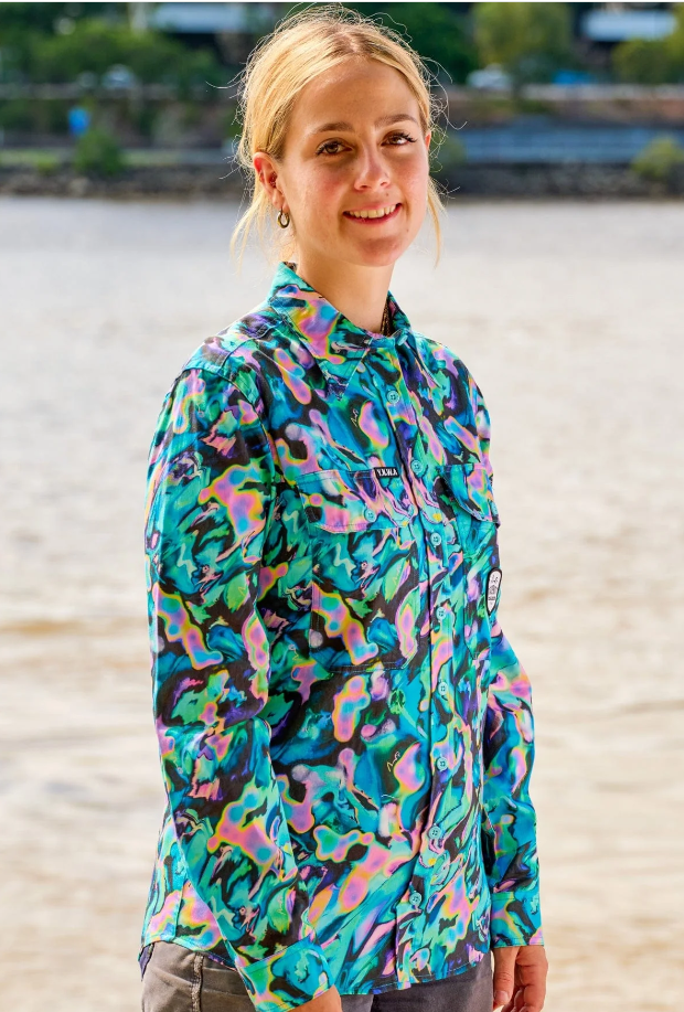 TradeMutt Women's Full Button Long Sleeve Workshirt | Beached AZ