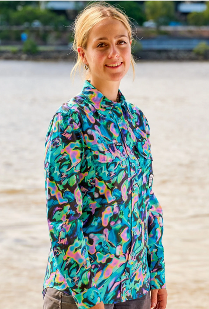 TradeMutt Women's Full Button Long Sleeve Workshirt | Beached AZ