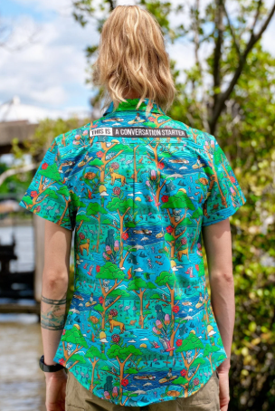 TradeMutt Women's Full Button Short Sleeve Workshirt | Blinky Chill