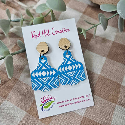 Cattle Tag Earrings | Colourful Aztec