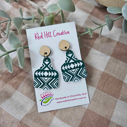 Cattle Tag Earrings | Colourful Aztec