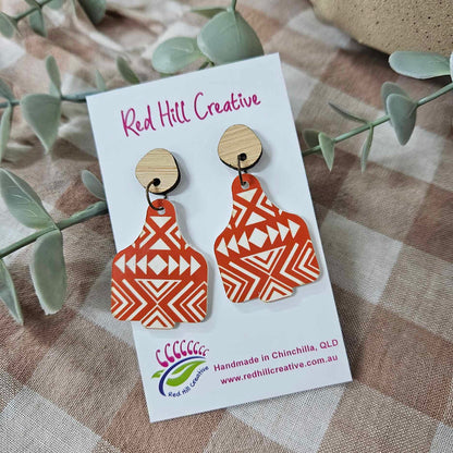 Cattle Tag Earrings | Colourful Aztec