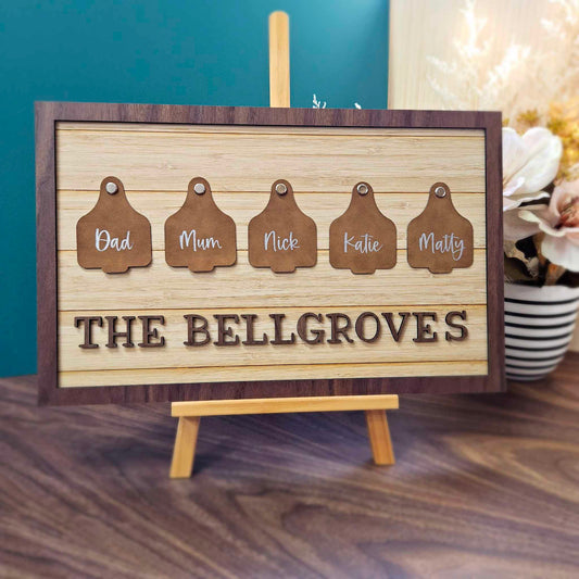 The Herd "Cattle Tag" Family Sign | PERSONALISED