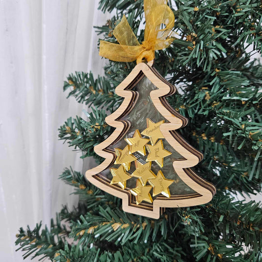 Family Stars Christmas Tree Shaker Ornament | PERSONALISED
