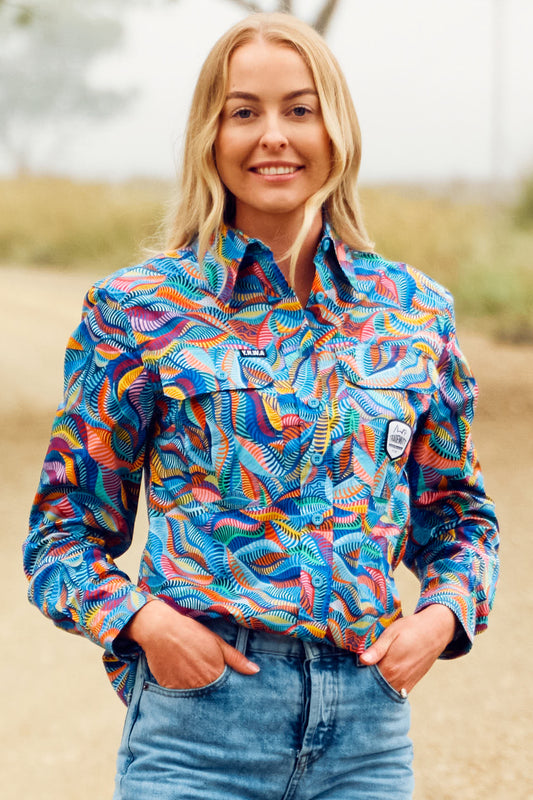 TradeMutt Women's Snazzy Full Button Long Sleeve Workshirt