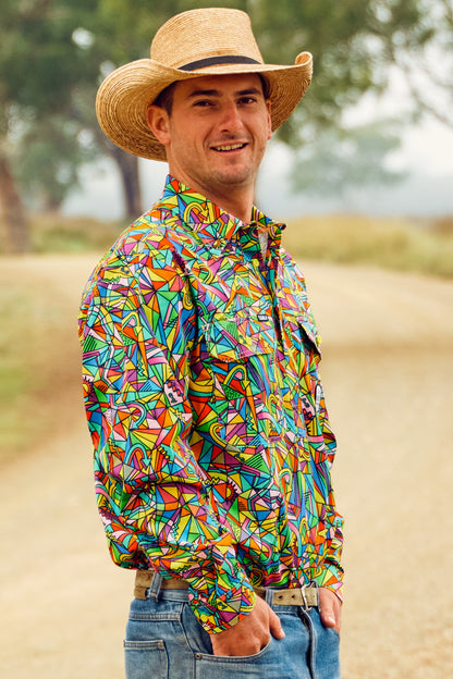 TradeMutt Men's Bonza Half Button Long Sleeve Workshirt