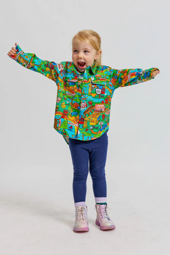 TradeMutt Kids Long Sleeve Workshirt | Hot Diggity Dawg