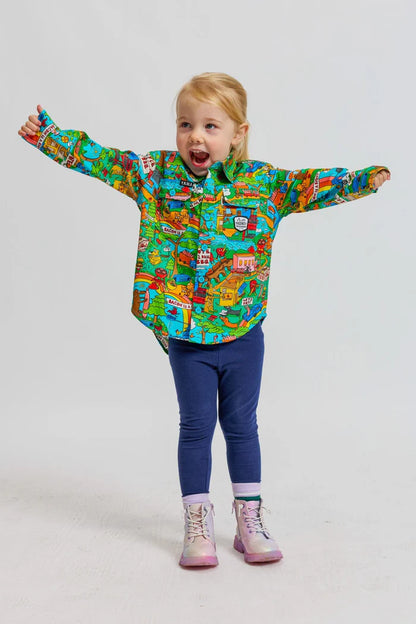 TradeMutt Kids Long Sleeve Workshirt | Hot Diggity Dawg