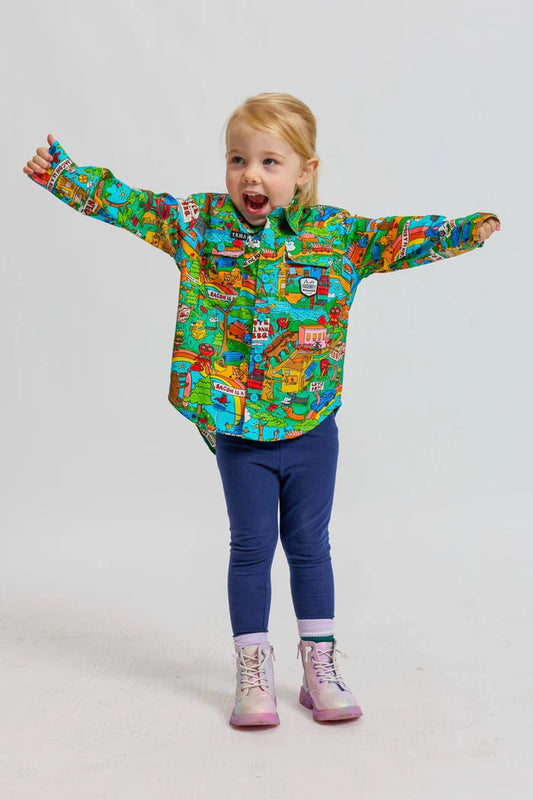 TradeMutt Kids Long Sleeve Workshirt | Hot Diggity Dawg