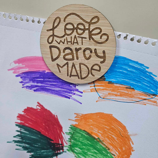 Personalised {NAME} Look What I Made Magnet | Bamboo