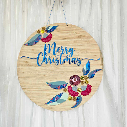 Australiana "Merry Christmas" Bamboo Solid Wreath