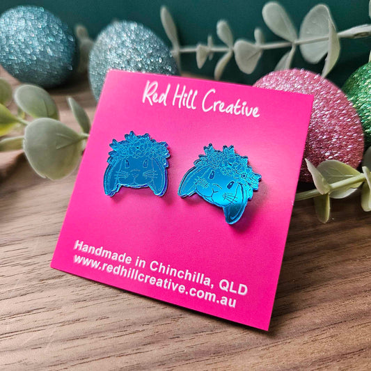 Bunny Floral Crown Studs | Easter Earrings | Choose your colour