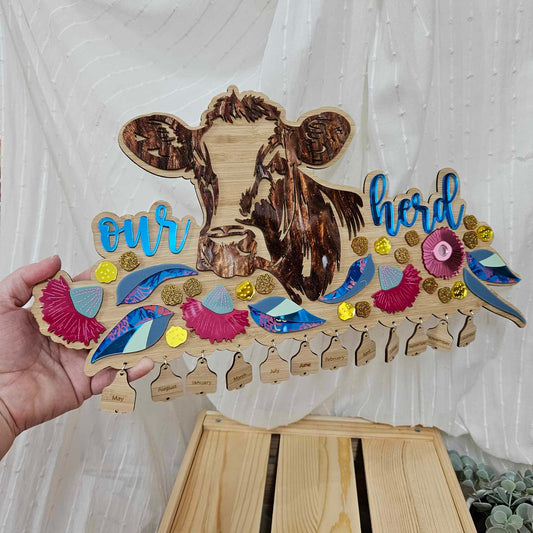 "Our Herd" Celebration Calendar | Farmhouse Style Birthday Tracker with Australian Native Flowers