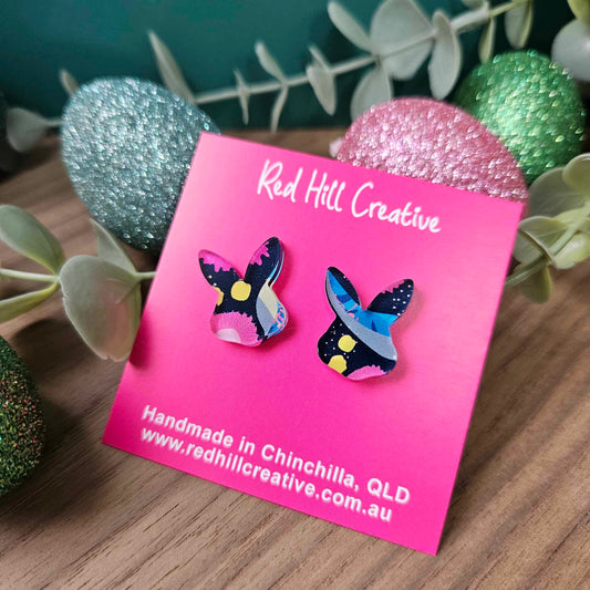 Printed Bunny Head Studs | Easter Earrings | Choose your print
