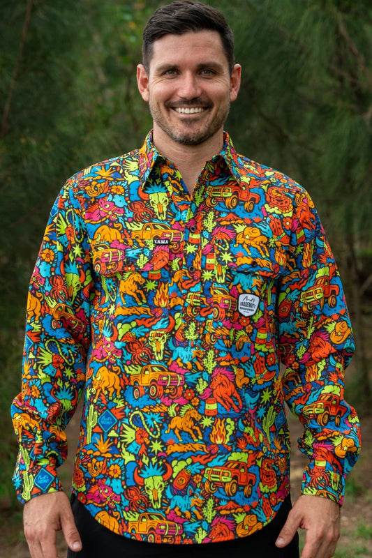 TradeMutt Men's Half Button Long Sleeve Workshirt | Shindig Shenanigans