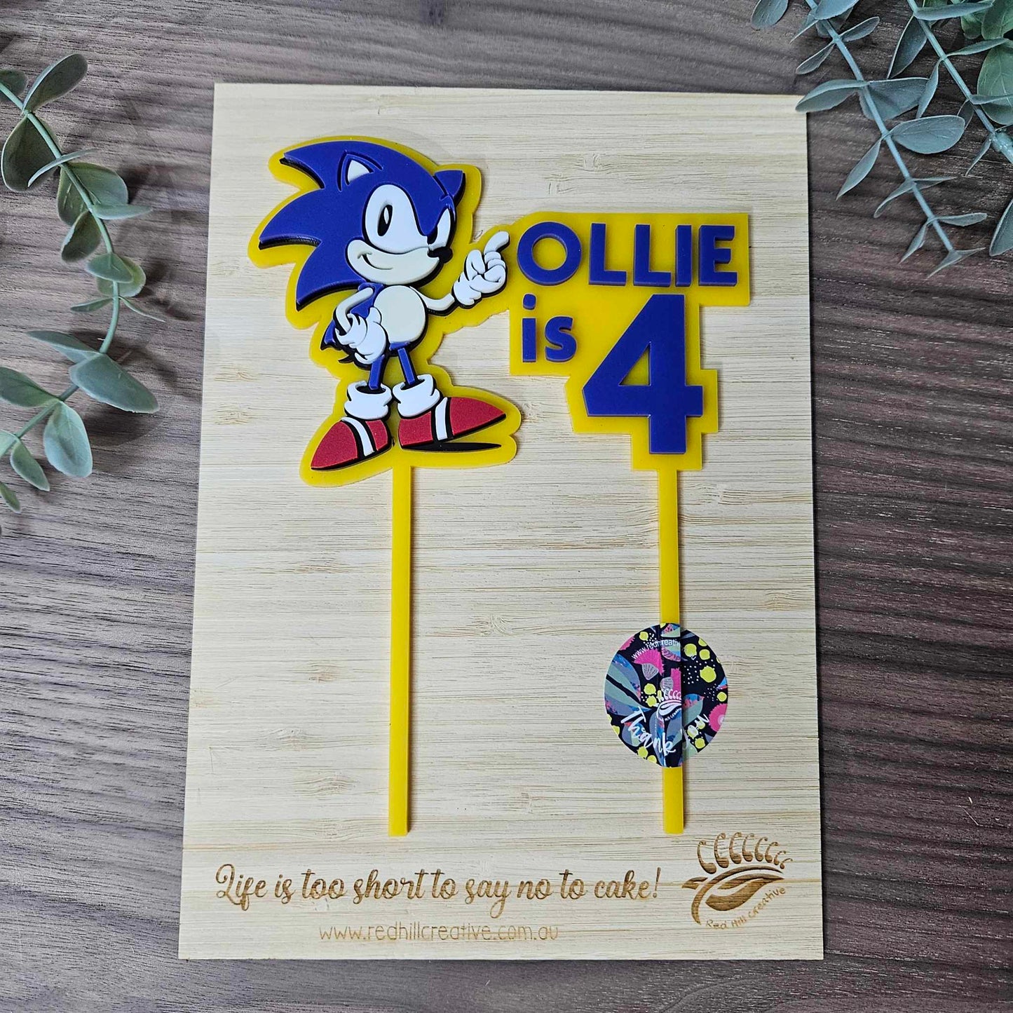 Sonic Themed Cake Topper | Personalised