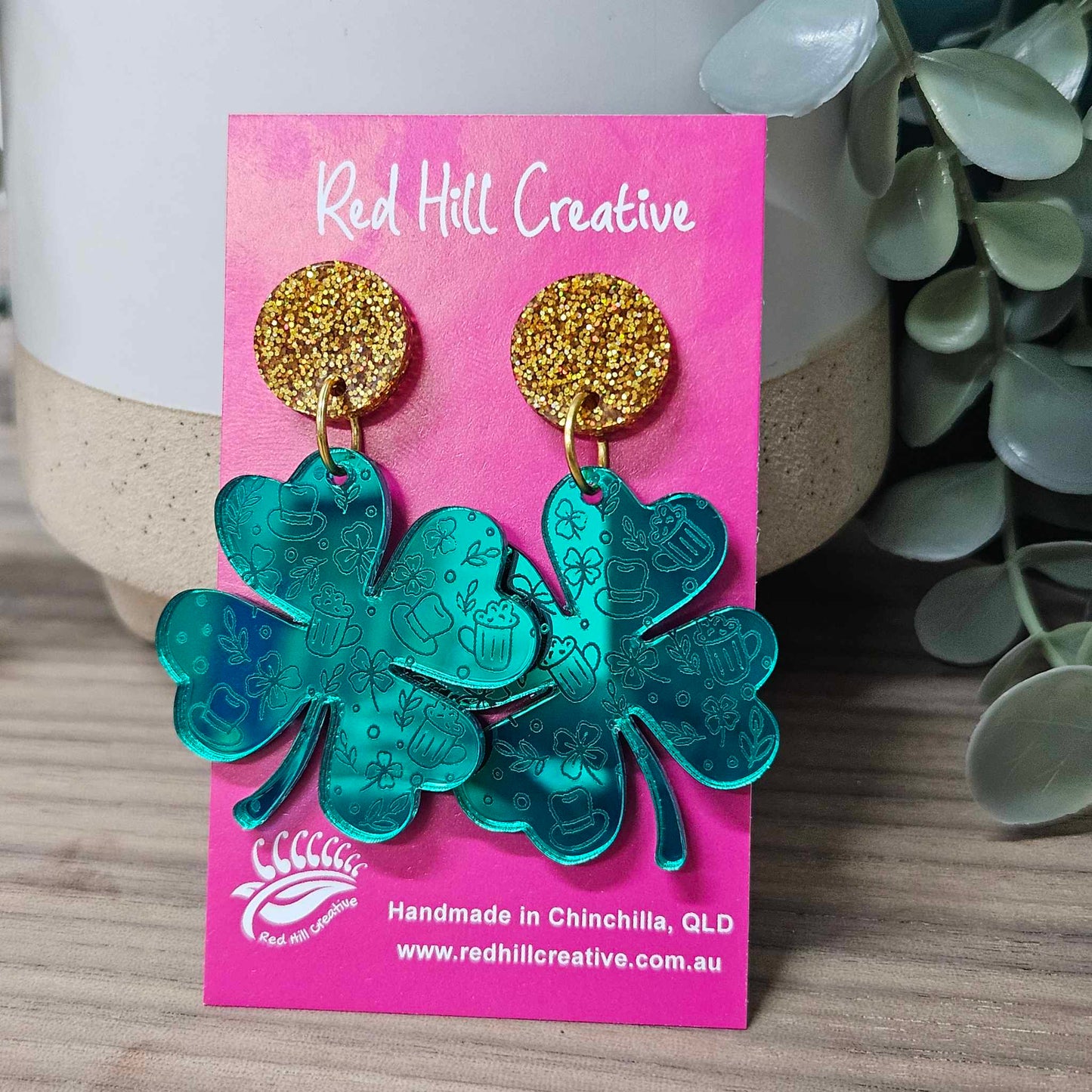 St Patricks Day Clover Earrings {Dangles}