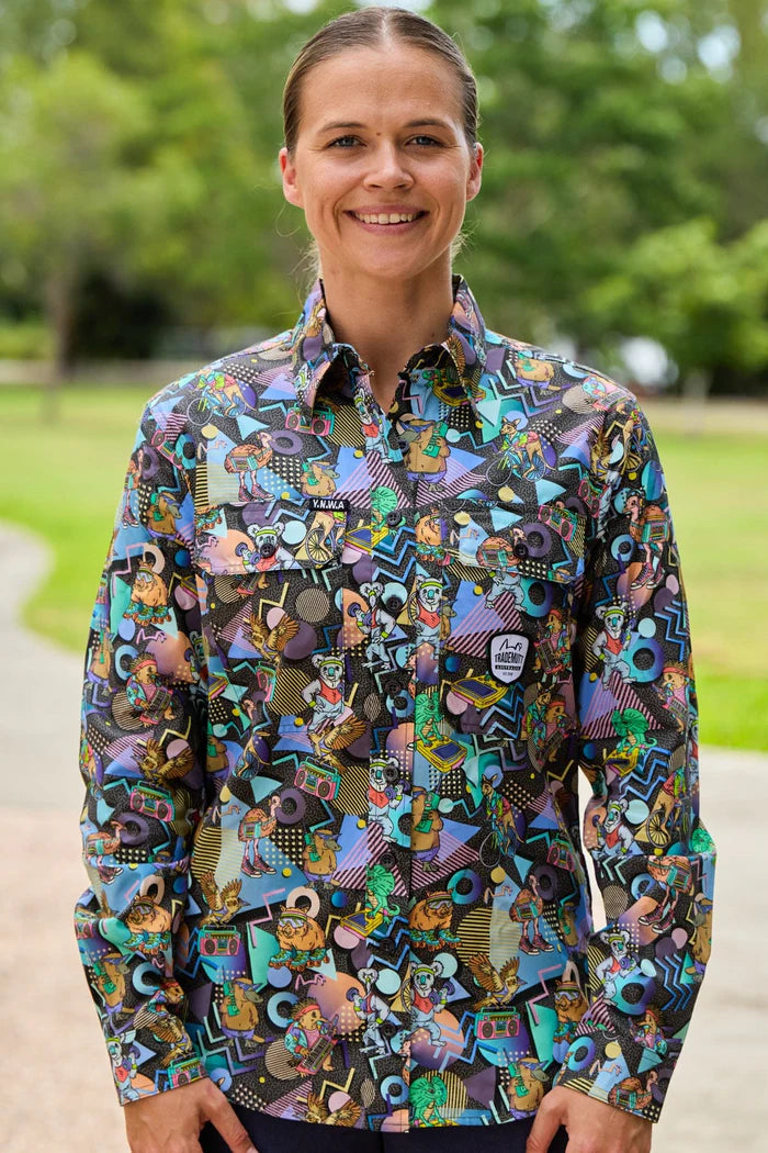 TradeMutt Women's Full Button Long Sleeve Workshirt | Aerobics Ozstyle