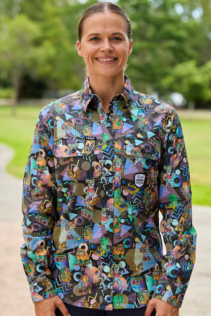 TradeMutt Women's Full Button Long Sleeve Workshirt | Aerobics Ozstyle
