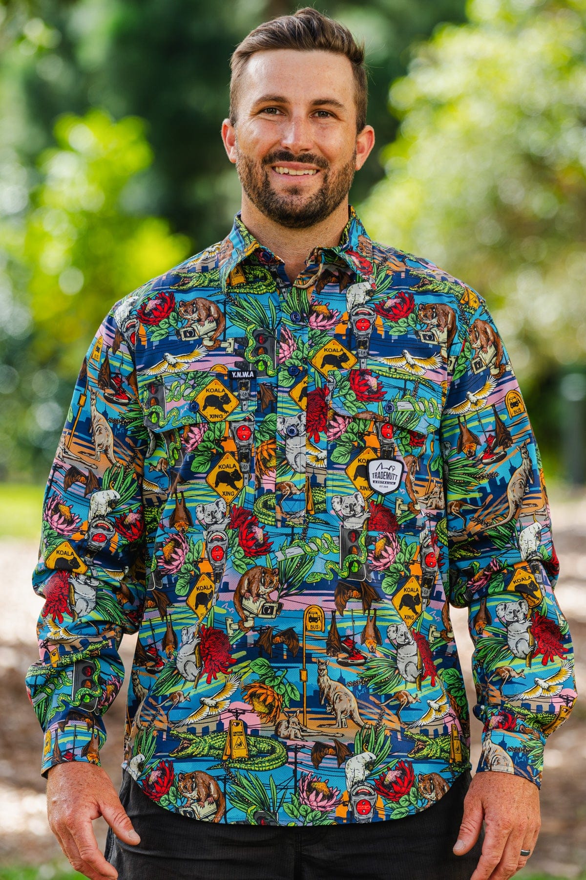 TradeMutt Men's Half Button Long Sleeve Workshirt | Mission Impossumable