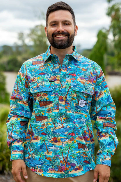 TradeMutt Men's Half Button Long Sleeve Workshirt | Vitamin Sea