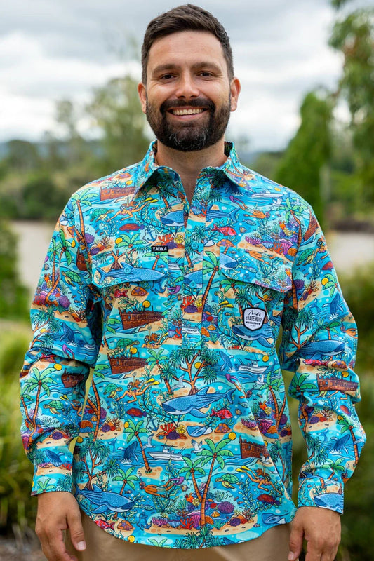 TradeMutt Men's Half Button Long Sleeve Workshirt | Vitamin Sea