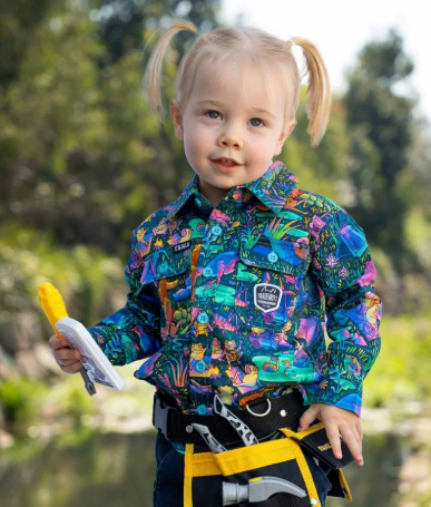 TradeMutt Kids Long Sleeve Workshirt | Who Let The Fogs Out