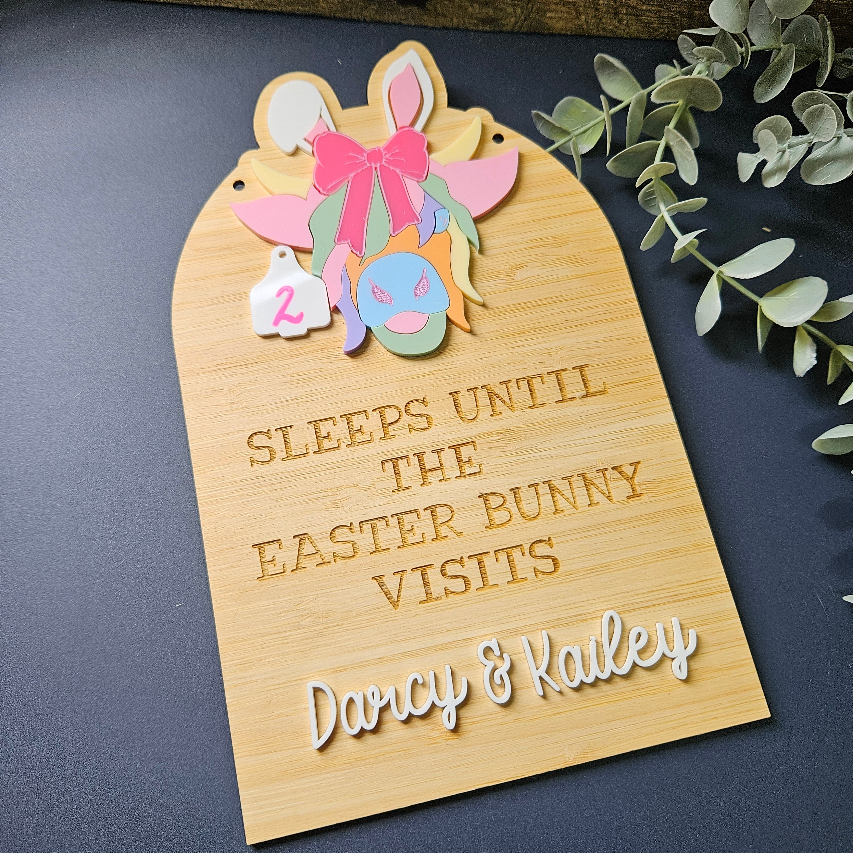 Personalised Highland Cow Easter Countdown Sign – Red Hill Creative