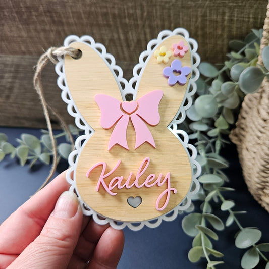 Personalised Easter Name Tags | Vintage Lace Bunny