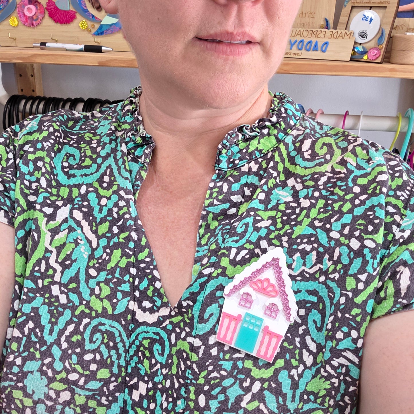 Ginger Bread House | Kitschmas Acrylic Christmas Brooch | Limited Edition | Red Hill Creative (Copy)