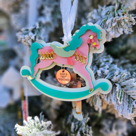 👶 Kitschmas Rocking Horse Ornament – Baby’s First Christmas