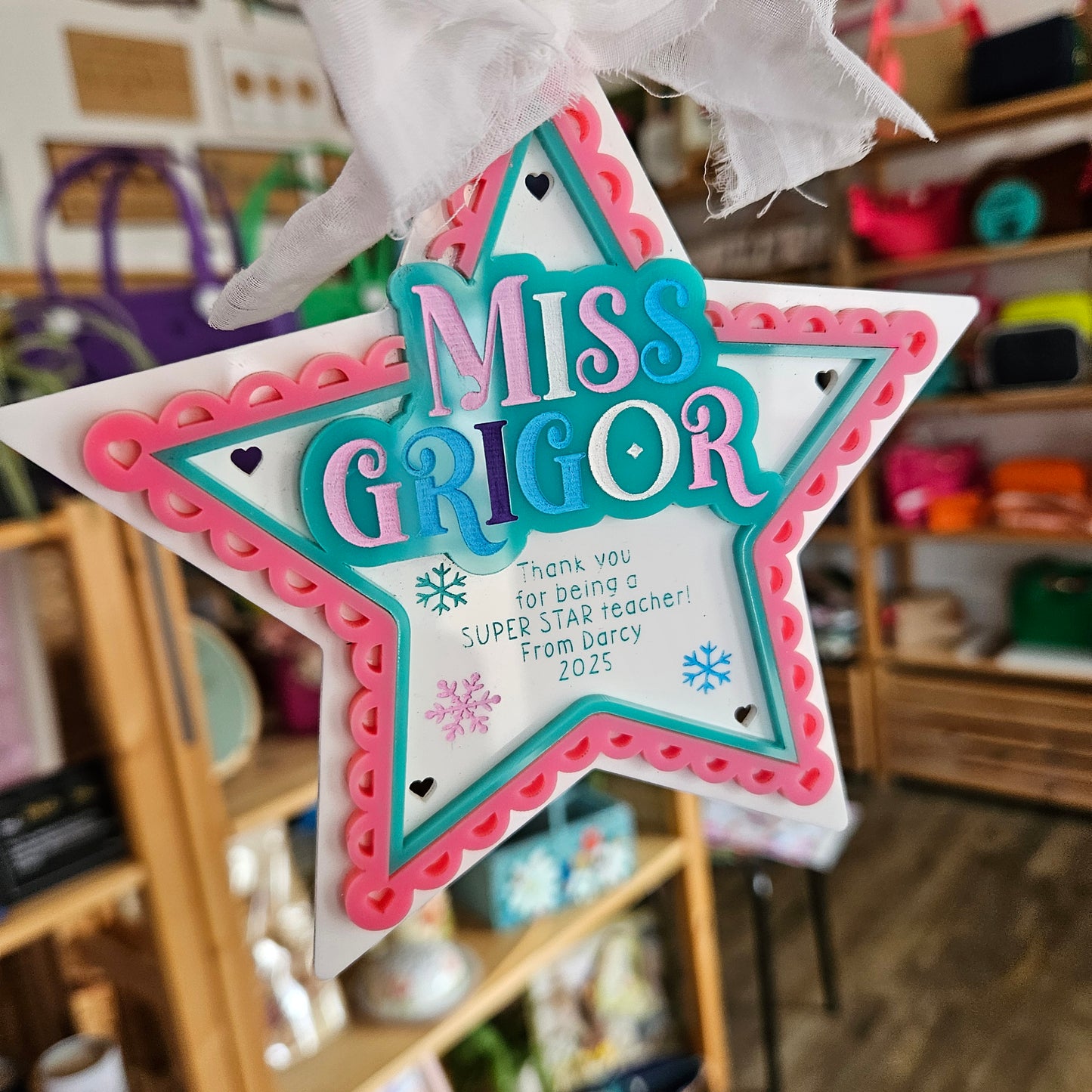 Personalised Kitschmas Teacher Star Ornament | Red Hill Creative